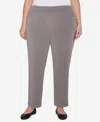 Alfred Dunner Plus Size Copenhagen Knit Corduroy Faux Fly Pull On Average Length Pants In Graphite