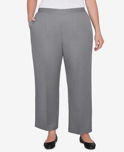 Alfred Dunner Plus Size Copenhagen Soft Heather Microfiber Average Length Pants In Graphite Heather