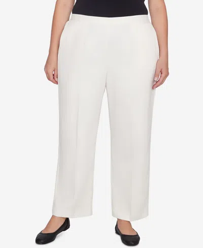 Alfred Dunner Plus Size Copenhagen Soft Heather Microfiber Average Length Pants In Winter White