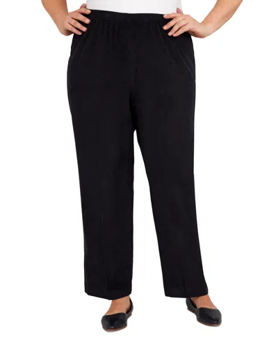 Alfred Dunner Plus Size Corduroy Elastic Waist Pants In Black