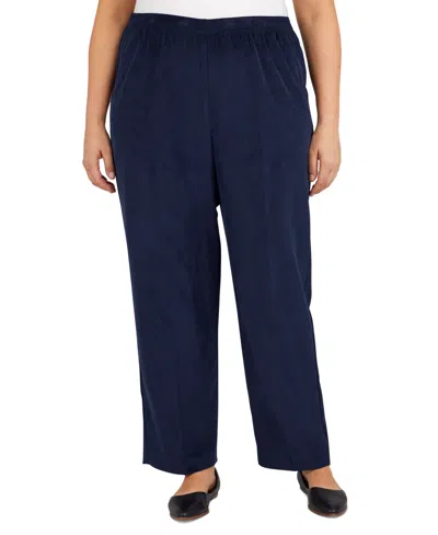 Alfred Dunner Plus Size Corduroy Elastic Waist Pants In Blue