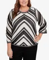 Alfred Dunner Plus Size Crochet Bell Sleeve Top In Multi