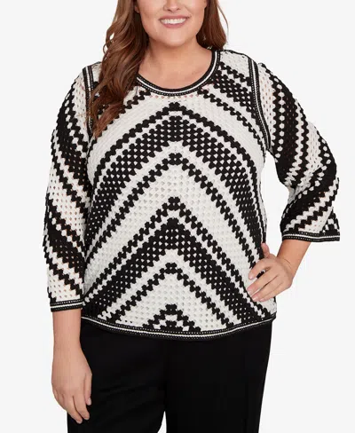 Alfred Dunner Plus Size Crochet Bell Sleeve Top