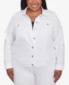 Alfred Dunner Plus Size Rise And Shine Soutache Fringe Trim Collared Jacket In White