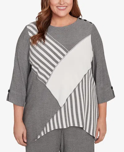 Alfred Dunner Plus Size Diagonal Stripe Top