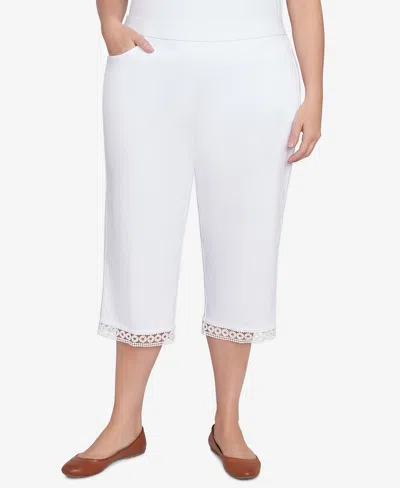 Alfred Dunner Plus Size Dress Code Comfort Allure Embellished Capri Pants In Pure White