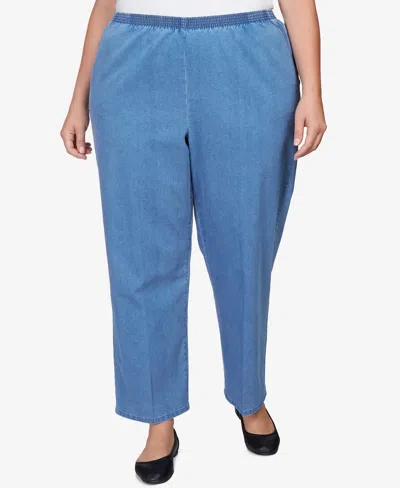 Alfred Dunner Plus Size Elastic Waist Average Length Denim Pant In Medium Denim