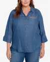 Alfred Dunner Plus Size Embroidered Butterfly Top