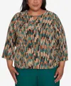 Alfred Dunner Plus Size Emerald Isle Chenille Vertical Texture Top In Multi Green