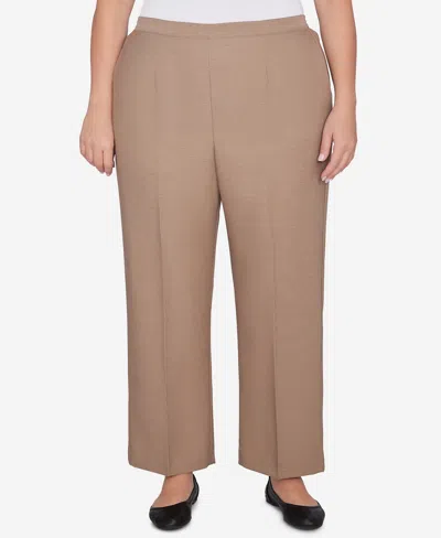 Alfred Dunner Plus Womens Knit Herringbone Trouser Pants In Cashew