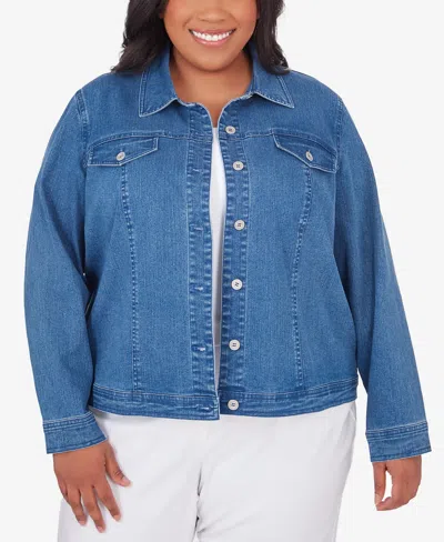 Alfred Dunner Plus Size Fit Denim Jacket In Blue