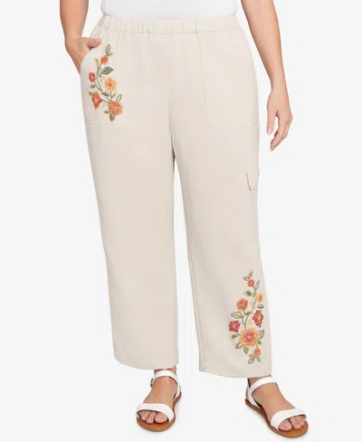 Alfred Dunner Plus Size Floral Embroidered Ankle Pants