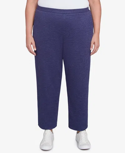 Alfred Dunner Plus Size French Quarter Soft Brushed Knit Average Length Pants In Blue