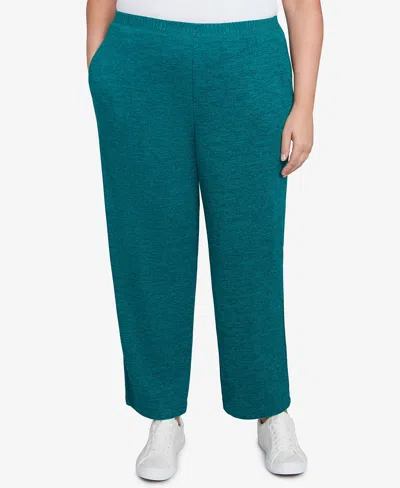 Alfred Dunner Plus Size French Quarter Soft Brushed Knit Average Length Pants In Jade