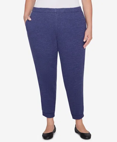 Alfred Dunner Plus Size French Quarter Soft Brushed Knit Jogger Pants In Blue