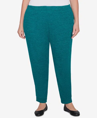 Alfred Dunner Plus Size French Quarter Soft Brushed Knit Jogger Pants In Jade