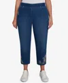 Alfred Dunner Plus Size Hilton Head Cross Stitch Flower Embroidery Ankle Jeans In Blue