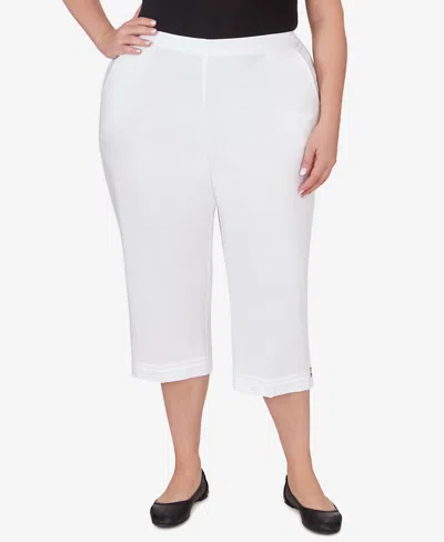 Alfred Dunner Plus Size Hyannisport Pull-on Capri Pant In White