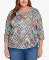 Alfred Dunner Plus Size Ikat Diamond Top