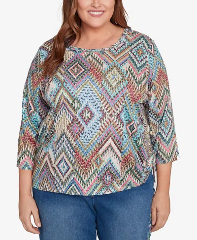 Alfred Dunner Plus Size Ikat Diamond Top