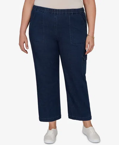 Alfred Dunner Plus Size Indigo Girls Pull On Cargo Pocket Jeans In Blue