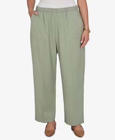 Alfred Dunner Plus Size Indigo Girls Sage Twill Pants In Green