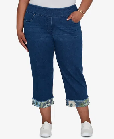 Alfred Dunner Plus Size Indigo Girls Sequin Embellished Ankle Jeans In Blue