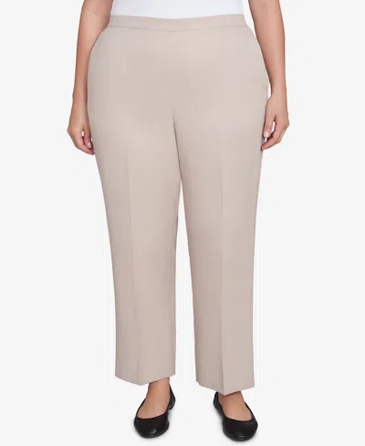 ALFRED DUNNER PLUS SIZE KENSINGTON GARDENS RELAXED LINEN AVERAGE LENGTH PANTS