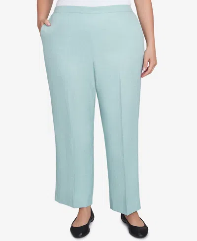 Alfred Dunner Plus Size Kensington Gardens Relaxed Linen Average Length Pants In Pistachio