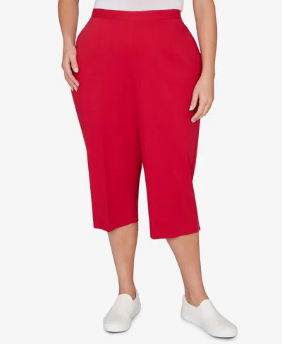 Alfred Dunner Plus Size Lady Liberty Heat Set Side Seam Pocket Capri Pants In Red