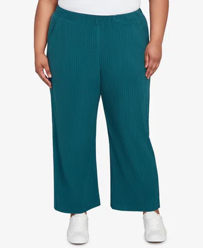 Alfred Dunner Plus Size Lake Champlain Ribbed Knit Ankle Pants In Green