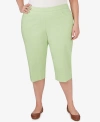 Alfred Dunner Plus Size Parrot Cay Novelty Cuff Tummy Control Capris Pants In Kiwi