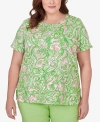 ALFRED DUNNER PLUS SIZE MIAMI BEACH SHORT SLEEVE OCTOPUS TOP
