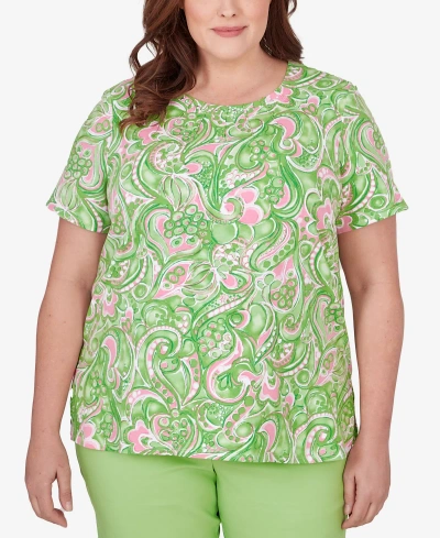 Alfred Dunner Plus Size Miami Beach Short Sleeve Octopus Top In Multi
