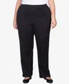 Alfred Dunner Plus Size Mid-rise Straight Leg Short Length Casual Pants In Black