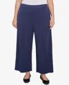Alfred Dunner Plus Size Nantucket Pleated Wide Leg Ankle Pants In Marine Blue