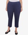 Alfred Dunner Plus Size Parrot Cay Novelty Cuff Tummy Control Capris Pants In Marine Blue