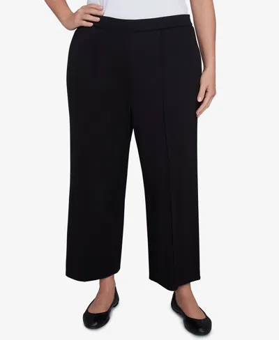 Alfred Dunner Plus Size Natural Instinct Flat Front Relaxed Pull On Ankle Pants In Black