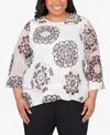 ALFRED DUNNER PLUS SIZE OPPOSITES ATTRACT MEDALLION TEXTURED TOP