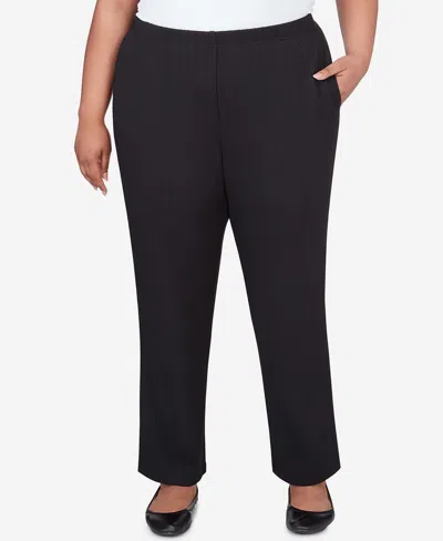 Alfred Dunner Plus Size Opposites Attract Ribbed Black Pant