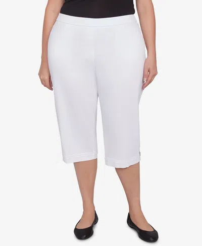 ALFRED DUNNER PLUS SIZE PARROT CAY NOVELTY CUFF TUMMY CONTROL CAPRIS PANTS