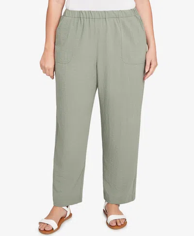 Alfred Dunner Plus Size Patch Pocket Elastic Waist Pants In Green