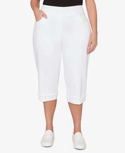 Alfred Dunner Plus Size Port Side Pearl Denim Super Stretch Capri Pants In White