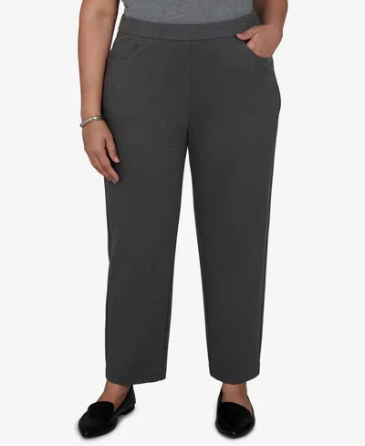 Alfred Dunner Plus Size Pull-on Mid-rise Ankle Pants In Charcoal