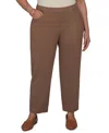 Alfred Dunner Plus Size Pull-on Mid-rise Ankle Pants In Latte