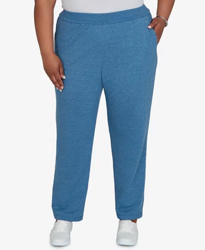Alfred Dunner Plus Size Pull-on Straight Leg Denim Pants In Denim Heather