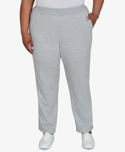 Alfred Dunner Plus Size Pull-on Straight Leg Denim Pants In Heather Gray