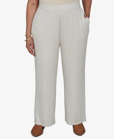 Alfred Dunner Plus Size Pull-on Wide-leg Pants In Oatmeal Heather