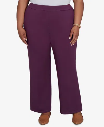 Alfred Dunner Plus Size Pull-on Wide-leg Pants In Plum