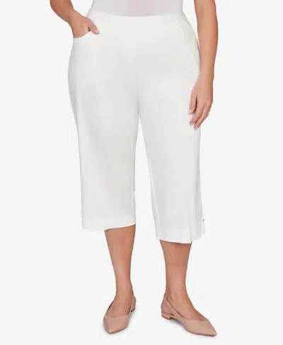 Alfred Dunner Plus Size Resort Living Smooth Waist Easy Pull- On Capri Pants In White